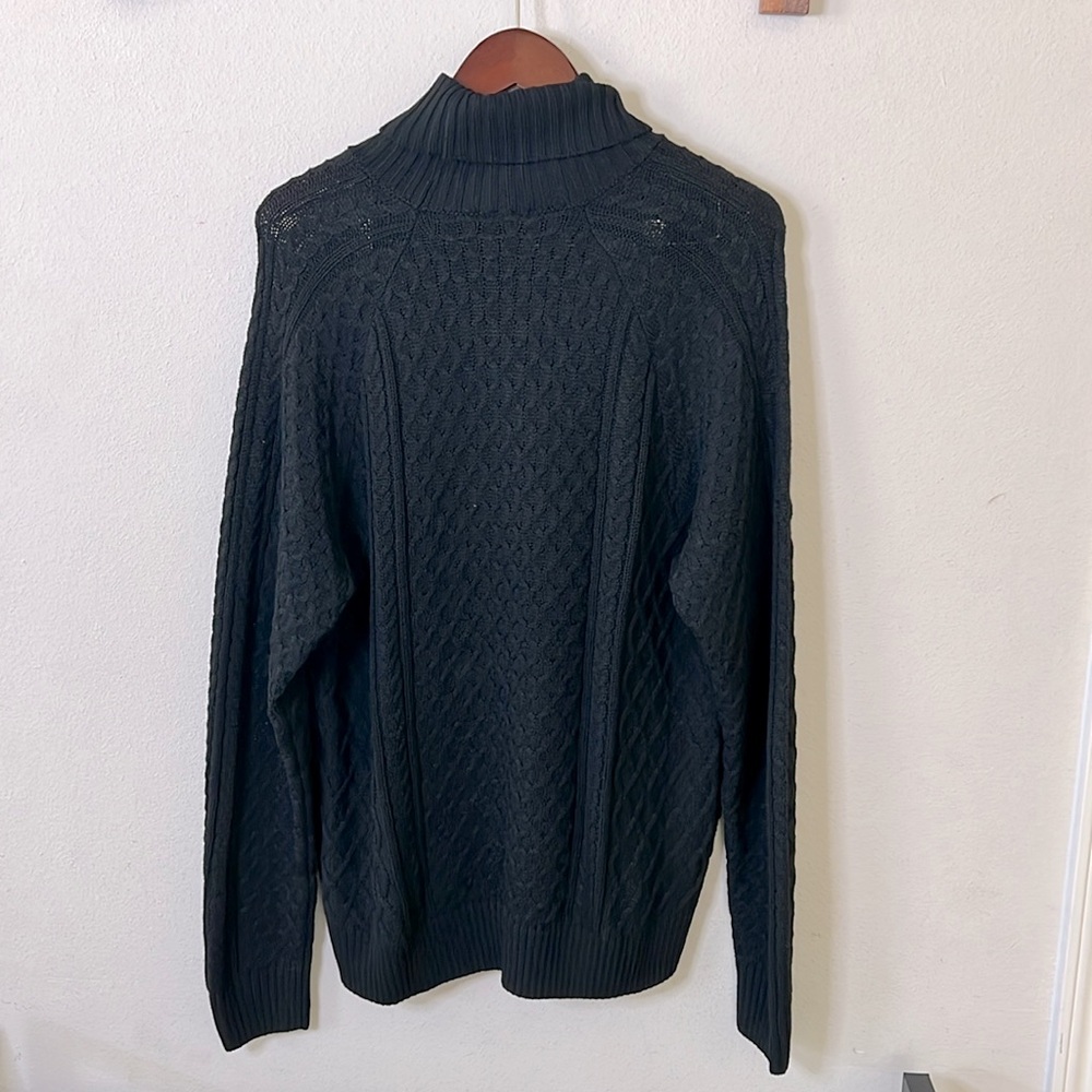 Nike Cable Knit Sweater Turtleneck Black Size Medium Mens Loose Fit - Picture 3 of 16
